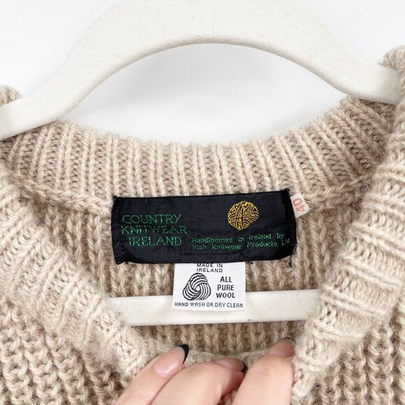 Country‎ Knitwear Ireland Fisherman Sweater Mens M Brown Hand Knit 100% Wool - Picture 4 of 10